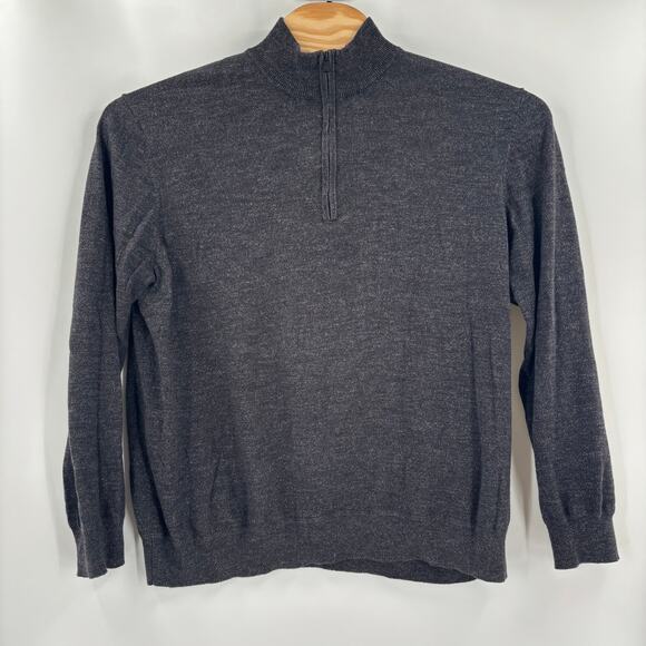 Faherty Mens 2XL Dark Gray 1/4 Zip Long Sleeve Cotton Cashmere Pullover Sweater - Picture 4 of 5